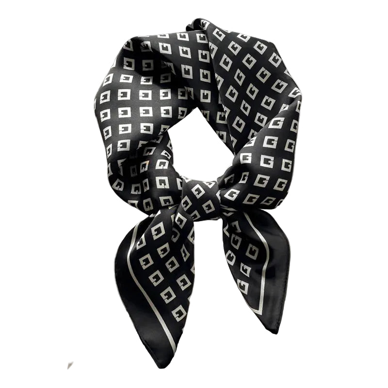 Pañuelo cuadrado elegante de 70 cm para mujer – Estilo chic con estampado clásico”