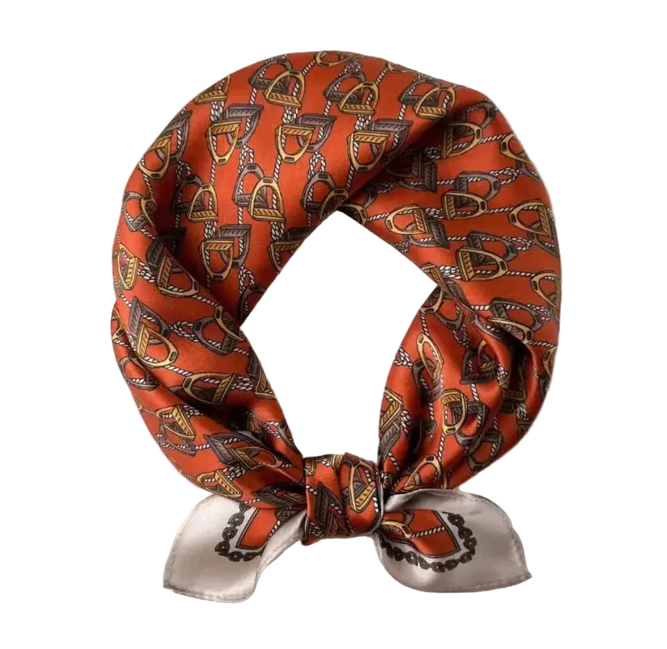 Pañuelo cuadrado elegante de 70 cm para mujer – Estilo chic con estampado clásico”