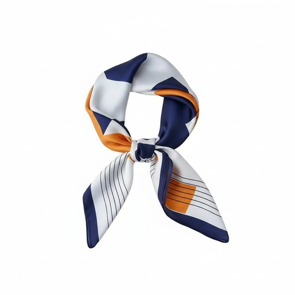 Pañuelo cuadrado elegante de 70 cm para mujer – Estilo chic con estampado clásico”