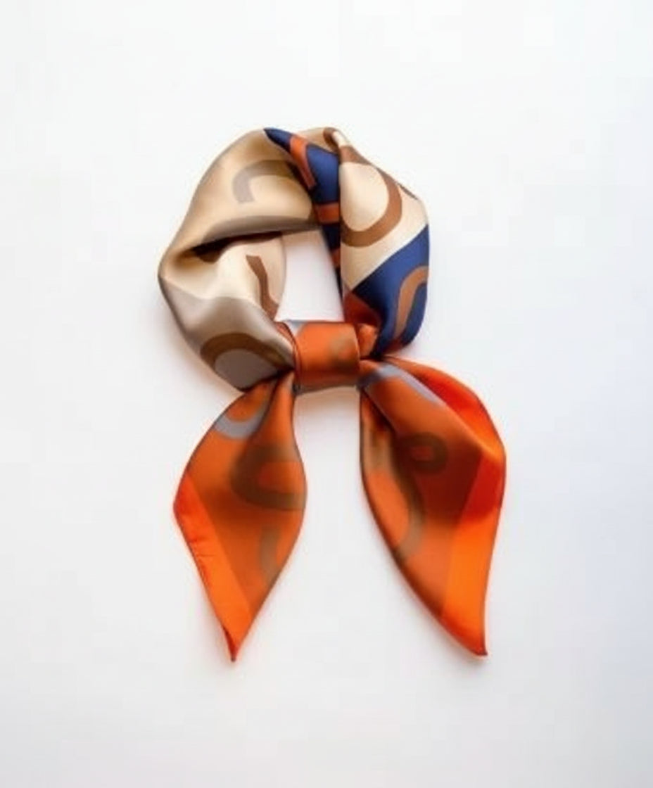 Pañuelo cuadrado elegante de 70 cm para mujer – Estilo chic con estampado clásico”