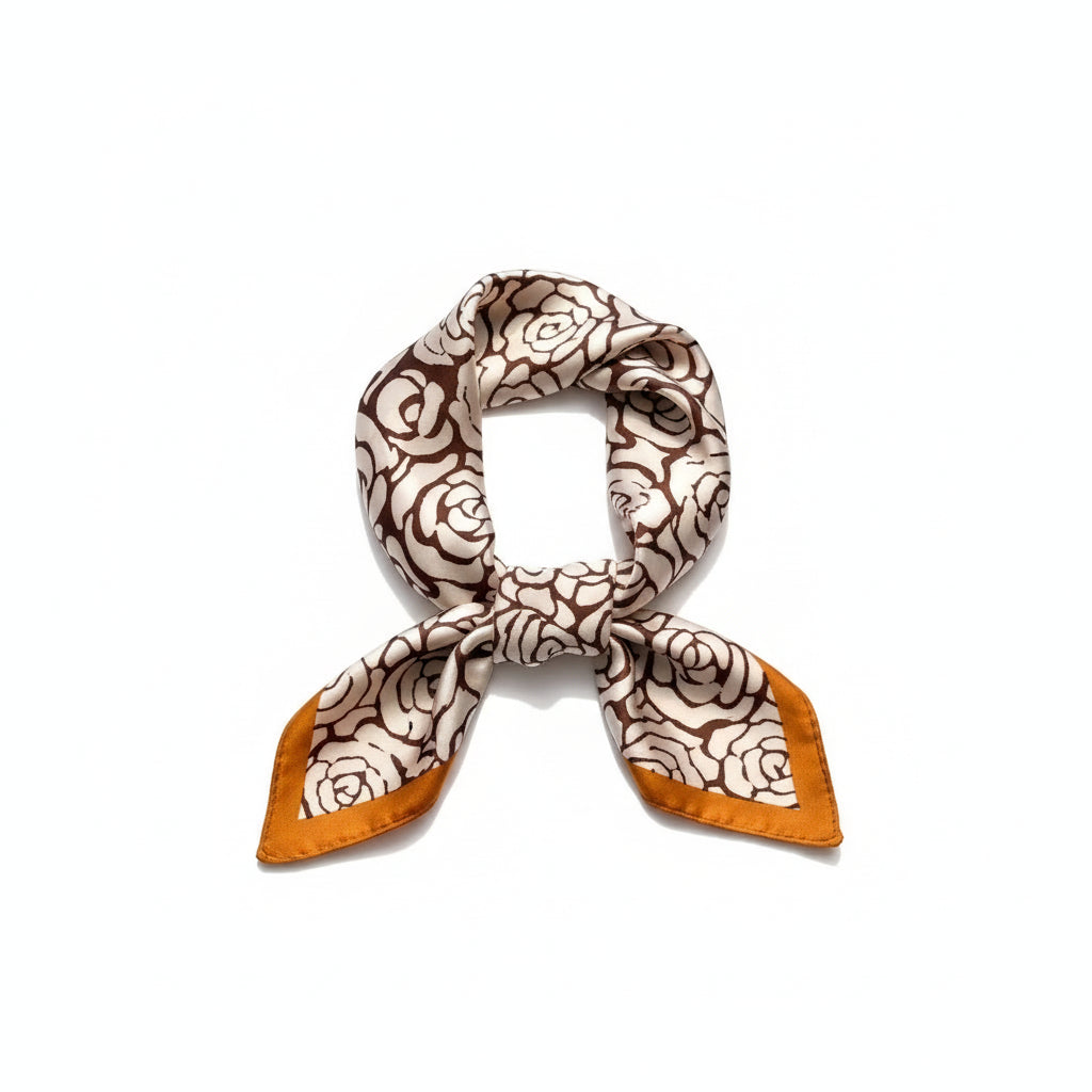 Pañuelo cuadrado elegante de 70 cm para mujer – Estilo chic con estampado clásico”