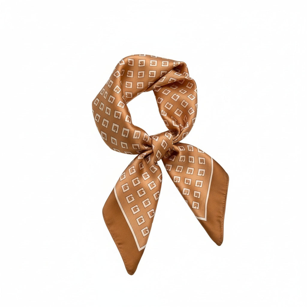 Pañuelo cuadrado elegante de 70 cm para mujer – Estilo chic con estampado clásico”