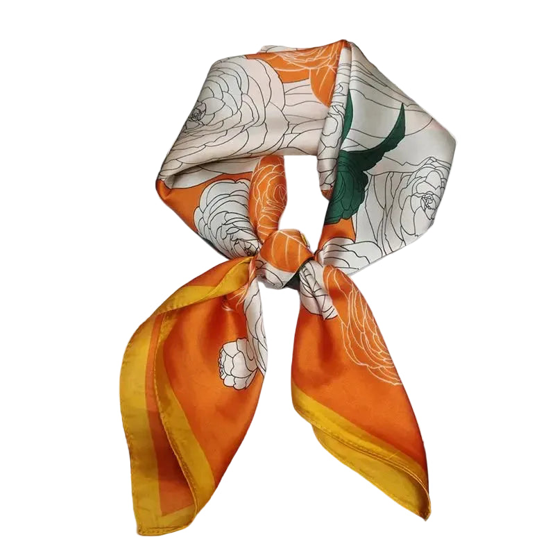 Pañuelo cuadrado elegante de 70 cm para mujer – Estilo chic con estampado clásico”