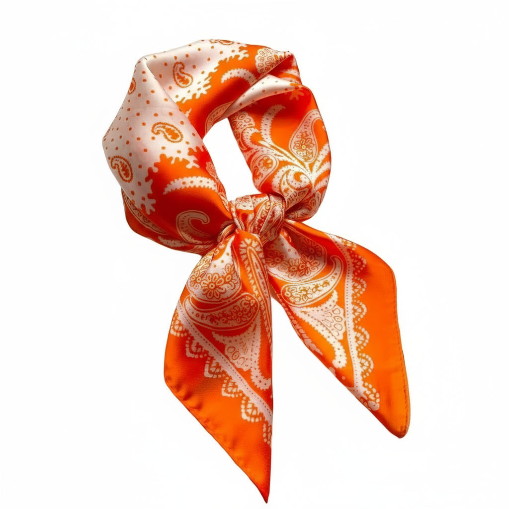 Pañuelo cuadrado elegante de 70 cm para mujer – Estilo chic con estampado clásico”