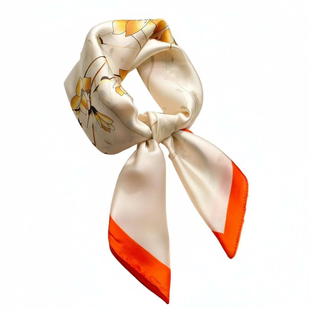 Pañuelo cuadrado elegante de 70 cm para mujer – Estilo chic con estampado clásico”