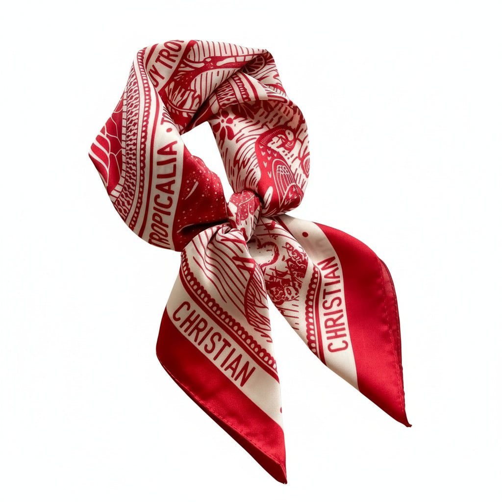 Pañuelo cuadrado elegante de 70 cm para mujer – Estilo chic con estampado clásico”