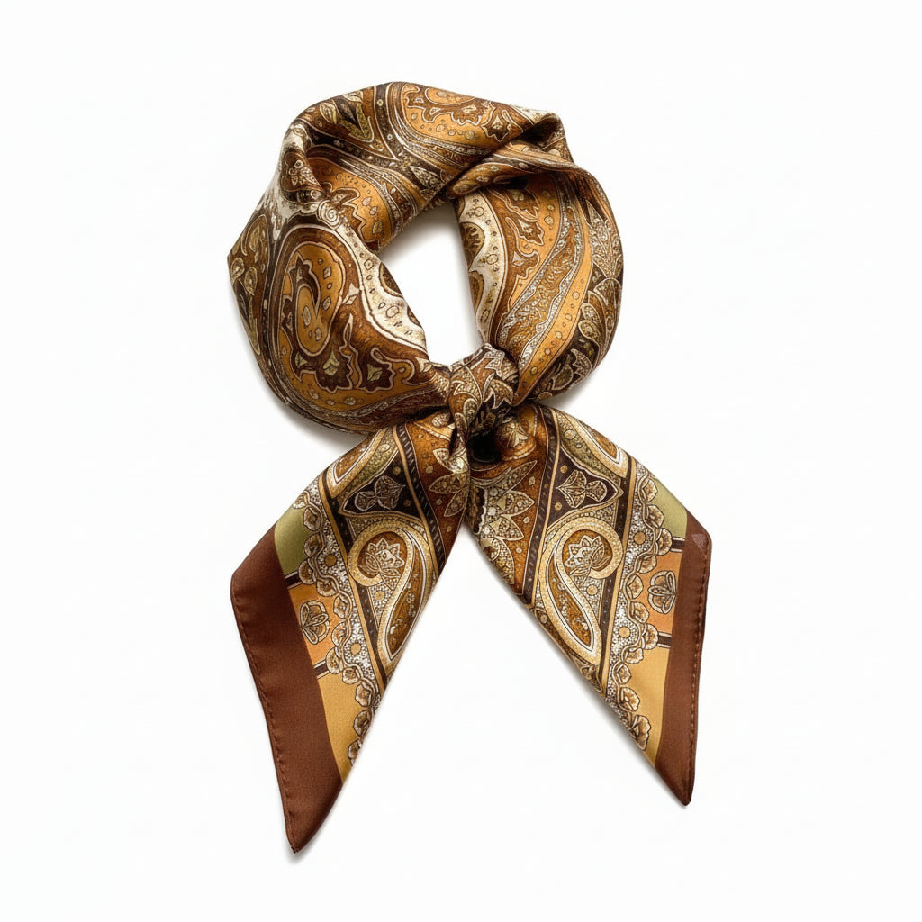 Pañuelo cuadrado elegante de 70 cm para mujer – Estilo chic con estampado clásico”